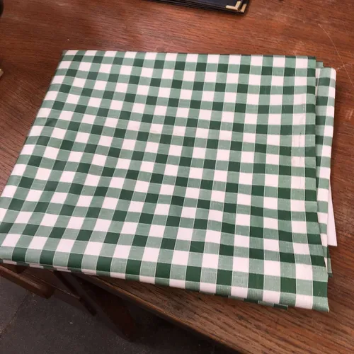 green gingam tablecloth 1