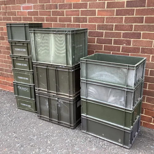 Military Green Plastic Storage Crates