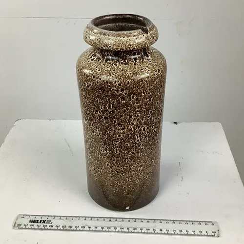 Brown and Cream Speckled Ceramic Vase