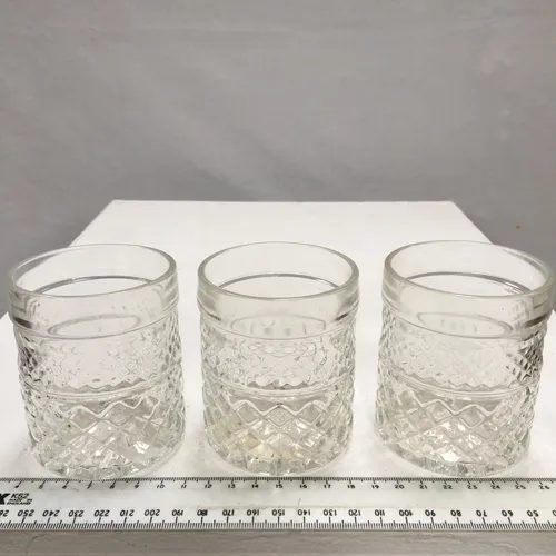 Set of 3 Cut Glass Crystal Whisky Glass 05