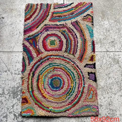 Small Rectangular Rug/Mat with Multi-Coloured Swirls/Circles