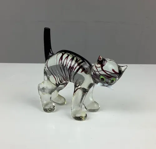 Black and Clear Glass Cat