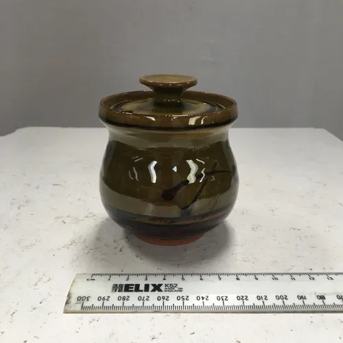 Small Green Glazed Pot with Lid