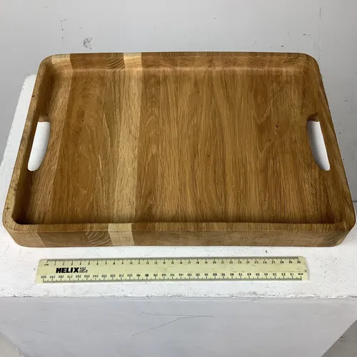 Wooden Tray with Carved Handles