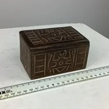 Wooden Box with Engraved Figure