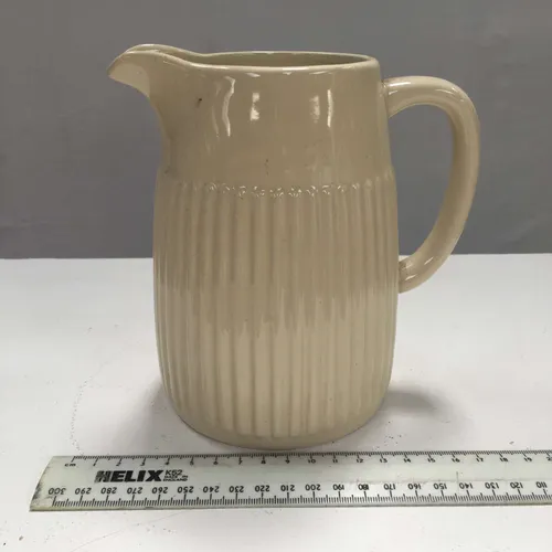 Cream Beige Ridged Ceramic Jug