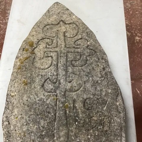 Fake Celtic Gravestone 16 (Pointed with Celtic cross engraving)
