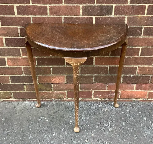 wooden half moon table