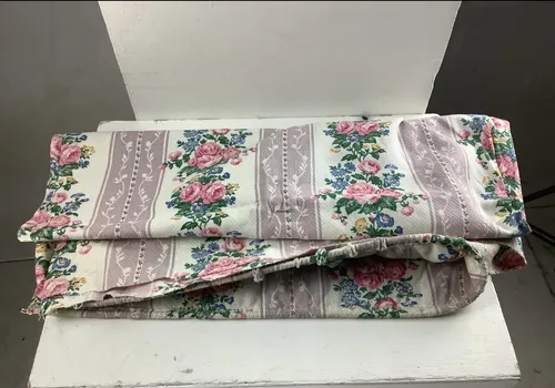 Rose floral striped purple curtains