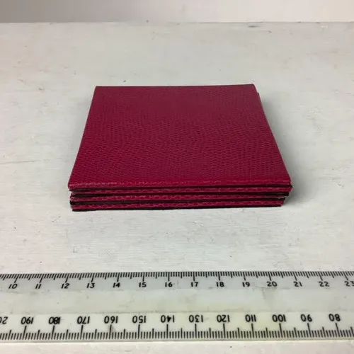 Set of 4 Pink Leather Coasters