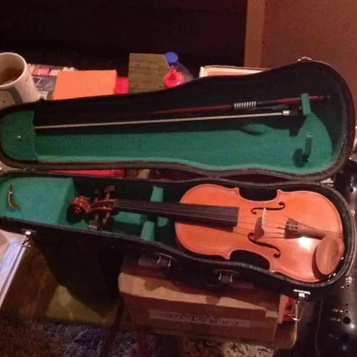 Violin and Bow In Black Hard Case