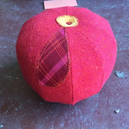 handmade red fabric foot rest