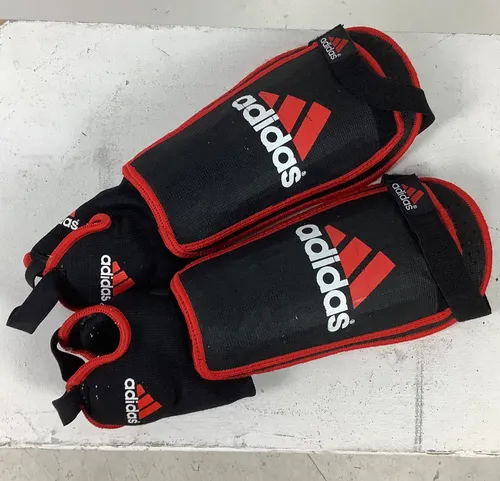 Adidas Black Red and White Shin Guards