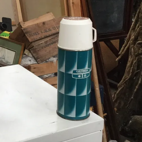 Period Blue and White Thermos Flask