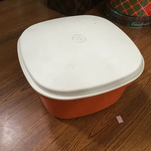 Orange with Cream Lid Large Tupperware Box