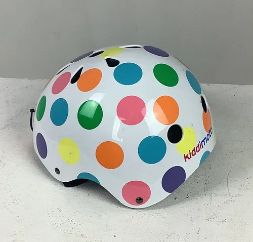 White and Colourful Polka Dot Kiddimoto Kids Helmet