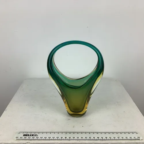 Green Murano style glass basket/vase