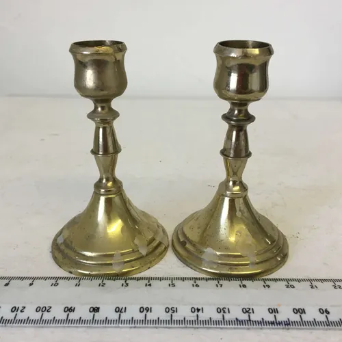 Pair of small brass candlesticks