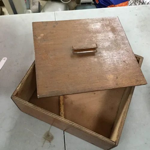 Square wooden box with lid