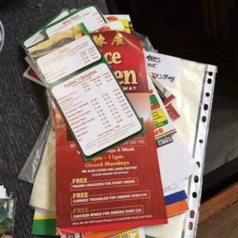 Quantity of paper menus