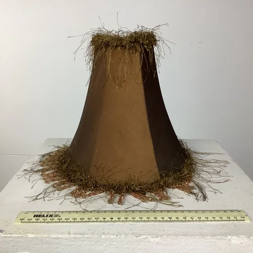 Brown Lampshade with Beaded Fringe