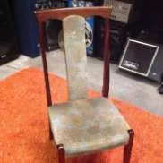 Queen Anne dining chair with patterned fabric seat