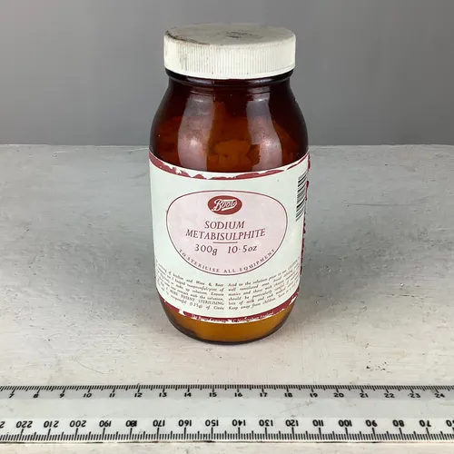 Vintage Brown Glass “Sodium Metabisulphite” Bottle