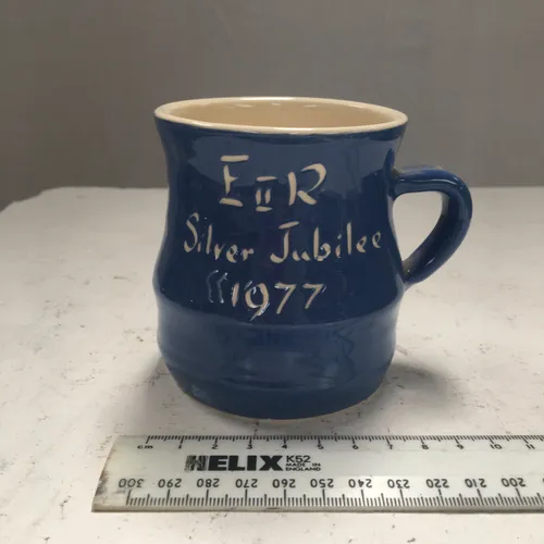 Blue Ceramic 1977 Silver Jubilee Memorabilia Mug
