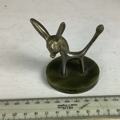 Metal Deer Ornament on Green Marble Base 