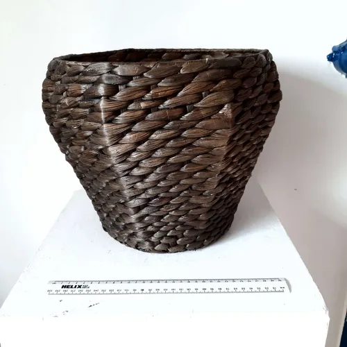 Large dark wicker woven basket/plant pot