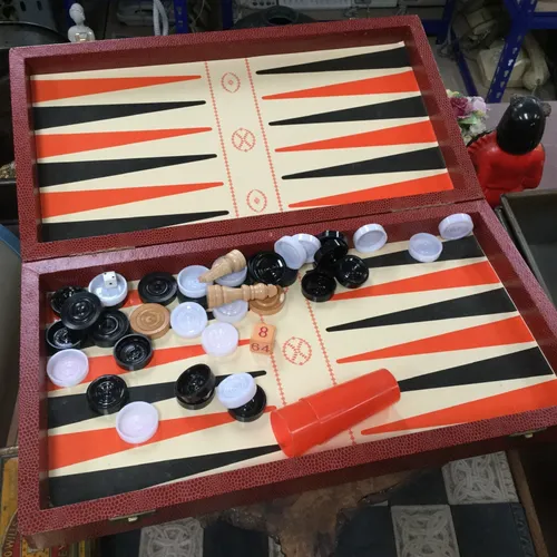 Red Snakeskin Covered Foldable Backgammon Board