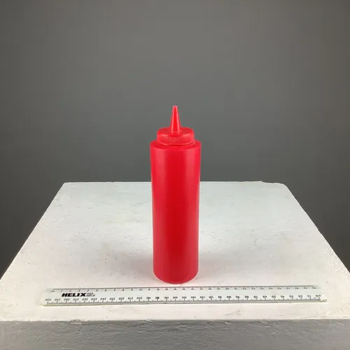 red plastic sauce bottle 1