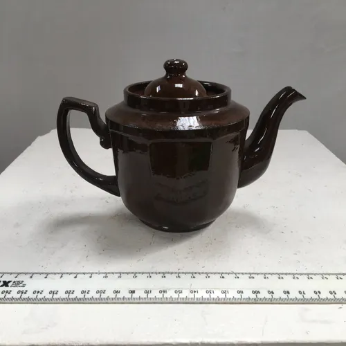 Octagonal Brown Glazed Teapot
