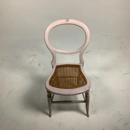 Pale pink painted wood round back dining chair