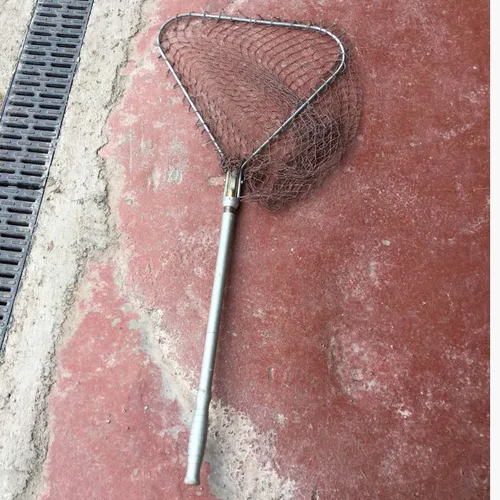 Period fishing landing net with metal handle