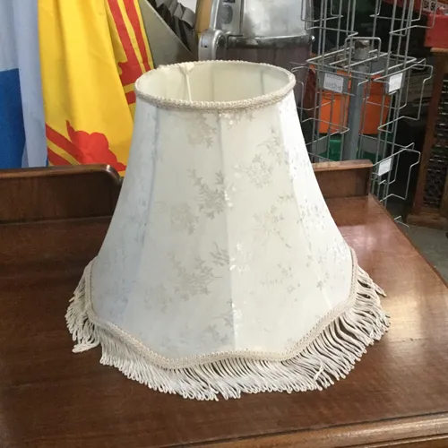Cream Fringed Lampshade with Floral Print