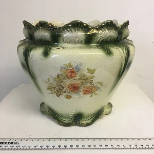 Antique hand painted ceramic art nouveau cachepot/planter