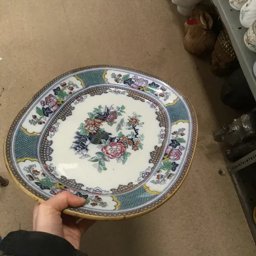 Oval Floral Print Ceramic Serving Plate