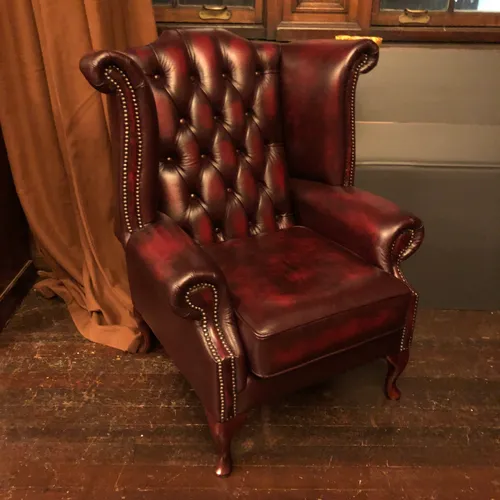 Chesterfield Wingback Chair - Oxblood / Dark Red
