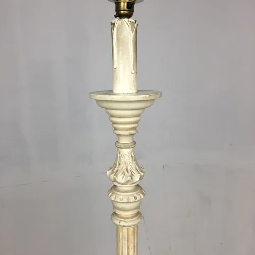 White wood ornate standard lamp