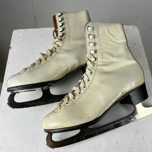 Cream Leather Ice Skates