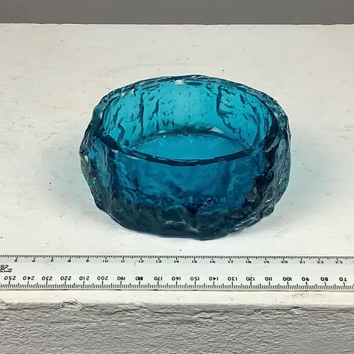 Textured Blue Glass Bowl / Ashtray 