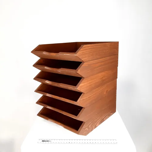 Dark wood invoice letter file trays 