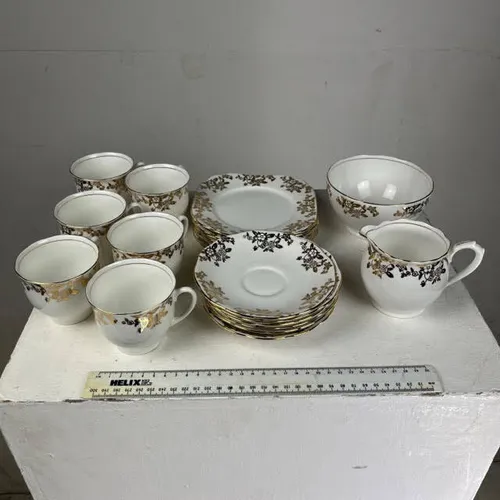 White and Gold Patterned China Set