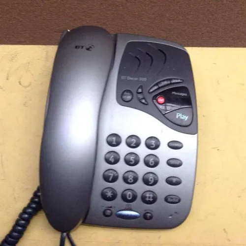 BT Decor 500 grey corded push button telephone with answering machine