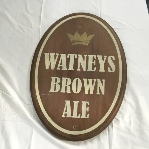 Oval Wooden Watneys Brown Ale Sign
