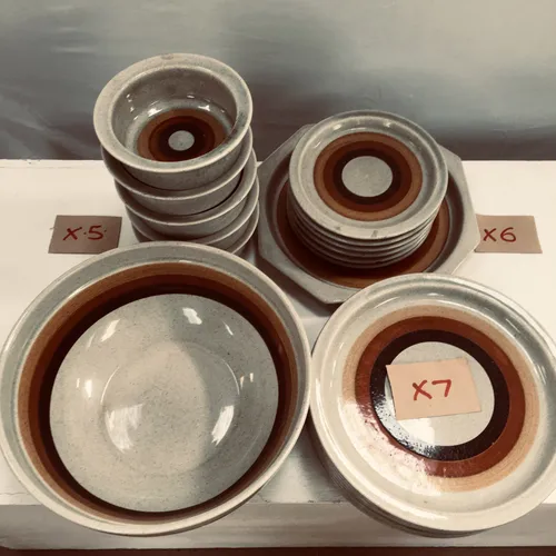 1960s/70s Brown with Orange Brown Circles Lapid Crockery / Dinner Set