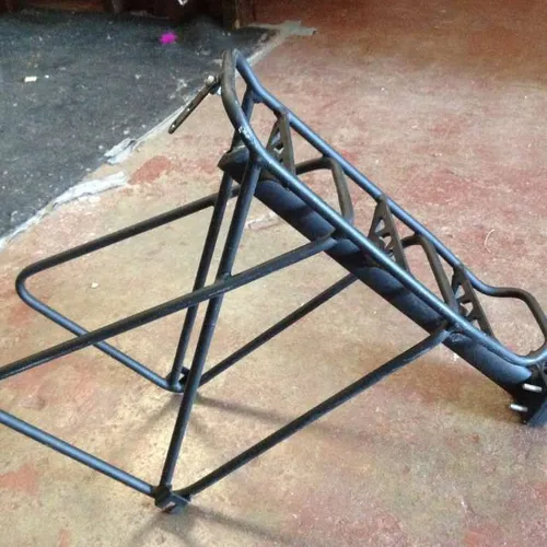 black metal bicycle pannier rack