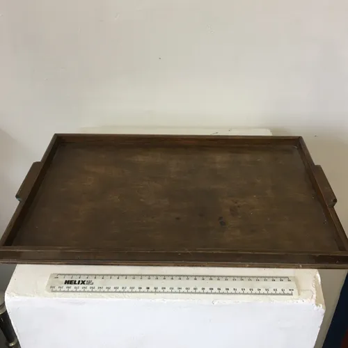 Plain Dark Wood Serving Tray with Raised Handles