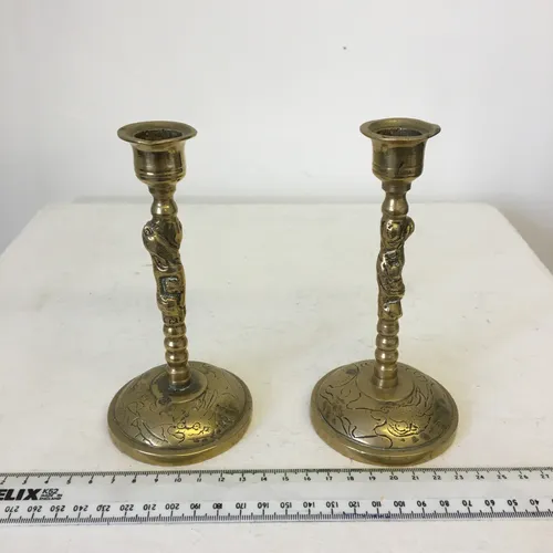 Pair of bass twisted stem candlestick 